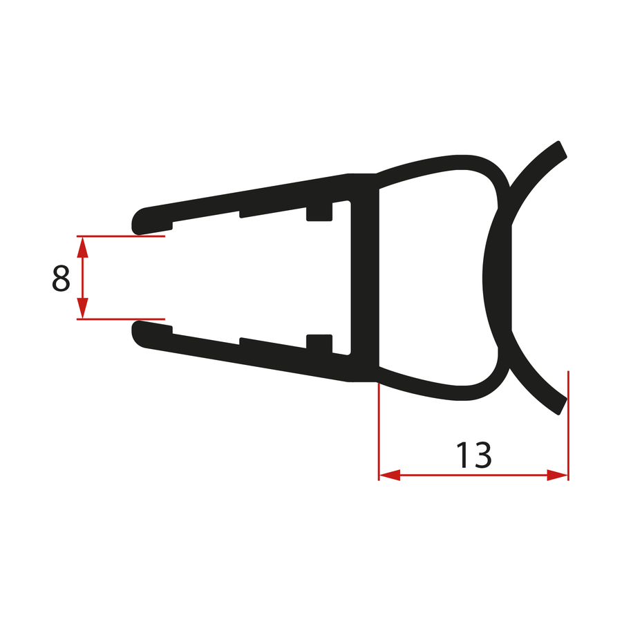 Bublinkové těsnění pro sklo 8mm, 1963mm, černá NDALB07