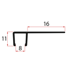 Photo: Satz vertikaler Dichtungen für 8/8mm Glas, 2000 mm, Schwarz