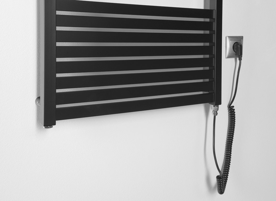 Aqualine TONDI-E elektrické otopné těleso rovné 600x1690 mm, 800 W, černá mat DE496T