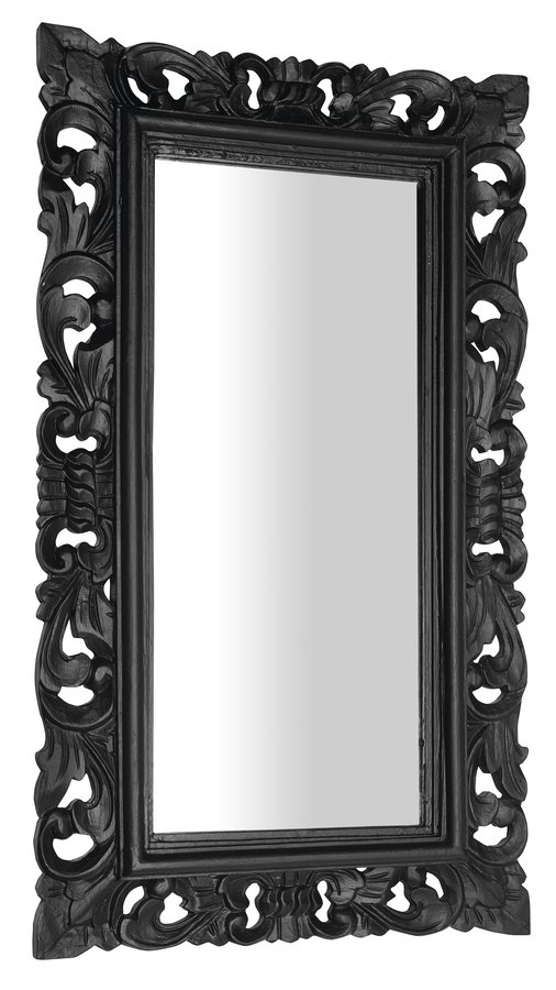 SAMBLUNG zrcadlo ve vyřezávaném rámu 40x70cm, černá IN113