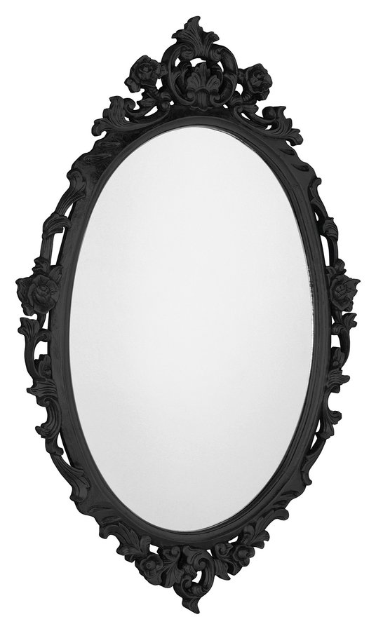 DESNA oválné zrcadlo ve vyřezávaném rámu, 80x100cm, černá IN357