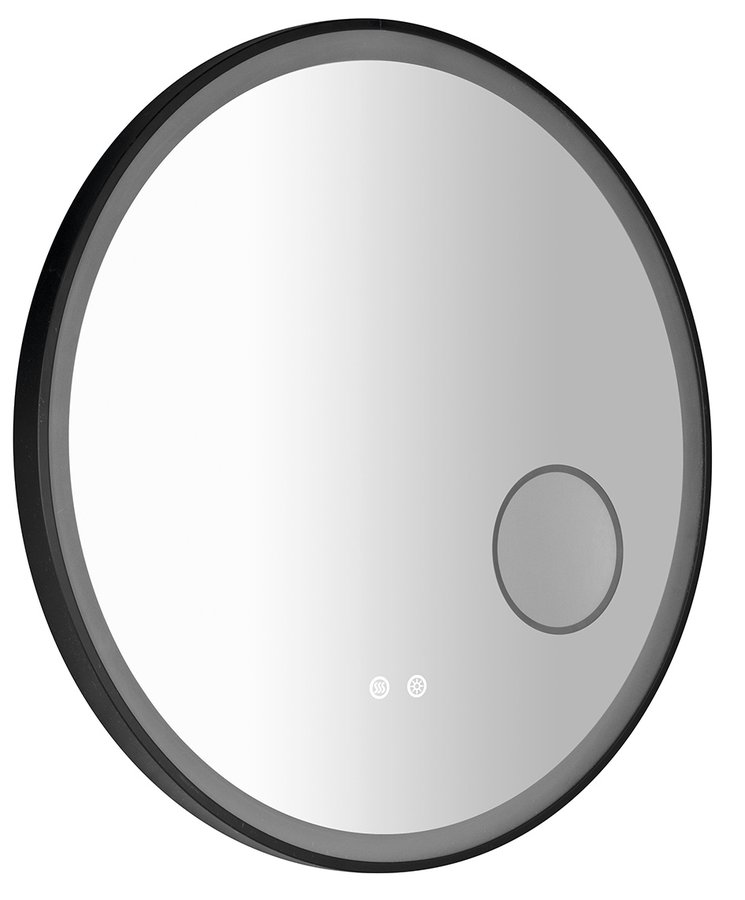 TARAN kulaté zrcadlo s LED osvětlením ø 70cm, kosm.zrcátko, senzor, fólie anti-fog, 3000-6500°K, černá mat