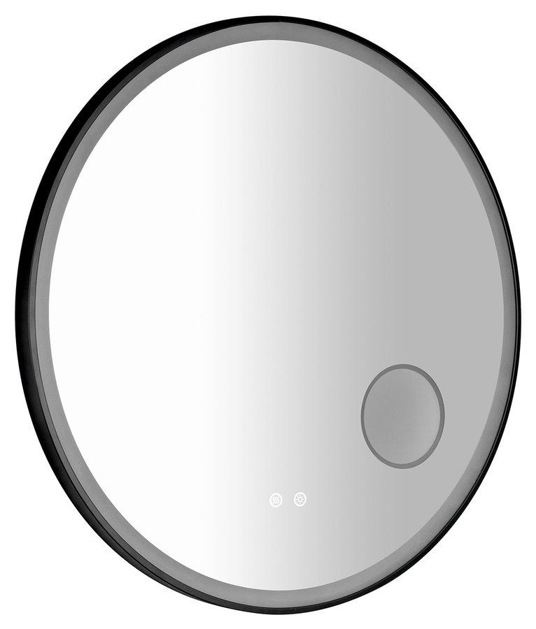 TARAN kulaté zrcadlo s LED osvětlením ø 80cm, kosm.zrcátko, senzor, fólie anti-fog, 3000-6500°K, černá mat