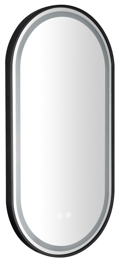 KEIRA oválné zrcadlo s LED osvětlením 45x90cm, senzor, fólie anti-fog, 3000-6500°K, černá mat