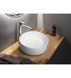 Photo: THIN washbasin for countertop, Rockstone Ø 38 cm, white matt