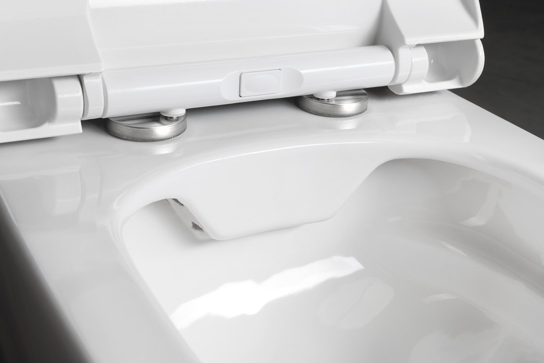 BELLO závěsné WC Rimless s podomítkovou nádržkou a tlačítkem Schwab, bílá 100214-SET5