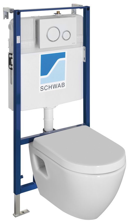Závěsné WC NERA s podomítkovou nádržkou a tlačítkem Schwab, bílá NS952-SET5
