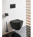 Photo: PAULA WC wiszące ze stelażem podtynkowym i przyciskiem Schwab, biały, czarny mat