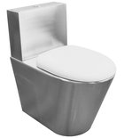 Photo: Toilet combi bowl with tank including flushing mechanism and toilet seat 370x680x620 mm, brushed stainless steel