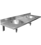 Photo: Hanging counter with two sinks 1200x254x550 mm, brushed stainless steel