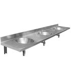 Photo: Hanging counter with three sinks 1800x254x550 mm, stainless steel mat
