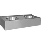 Photo: Hanging counter with two sinks 1200x270x550 mm, stainless steel mat