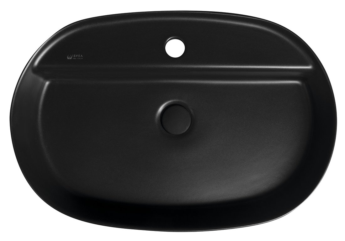 Isvea INFINITY OVAL keramické umyvadlo na desku, 60x40cm, černá mat 10NF65060-2N