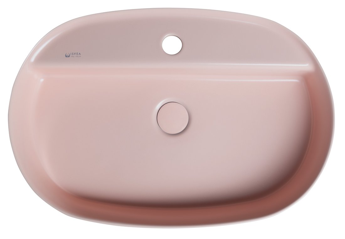 Isvea INFINITY OVAL keramické umyvadlo na desku, 60x40cm, růžová Salmon 10NF65060-2S