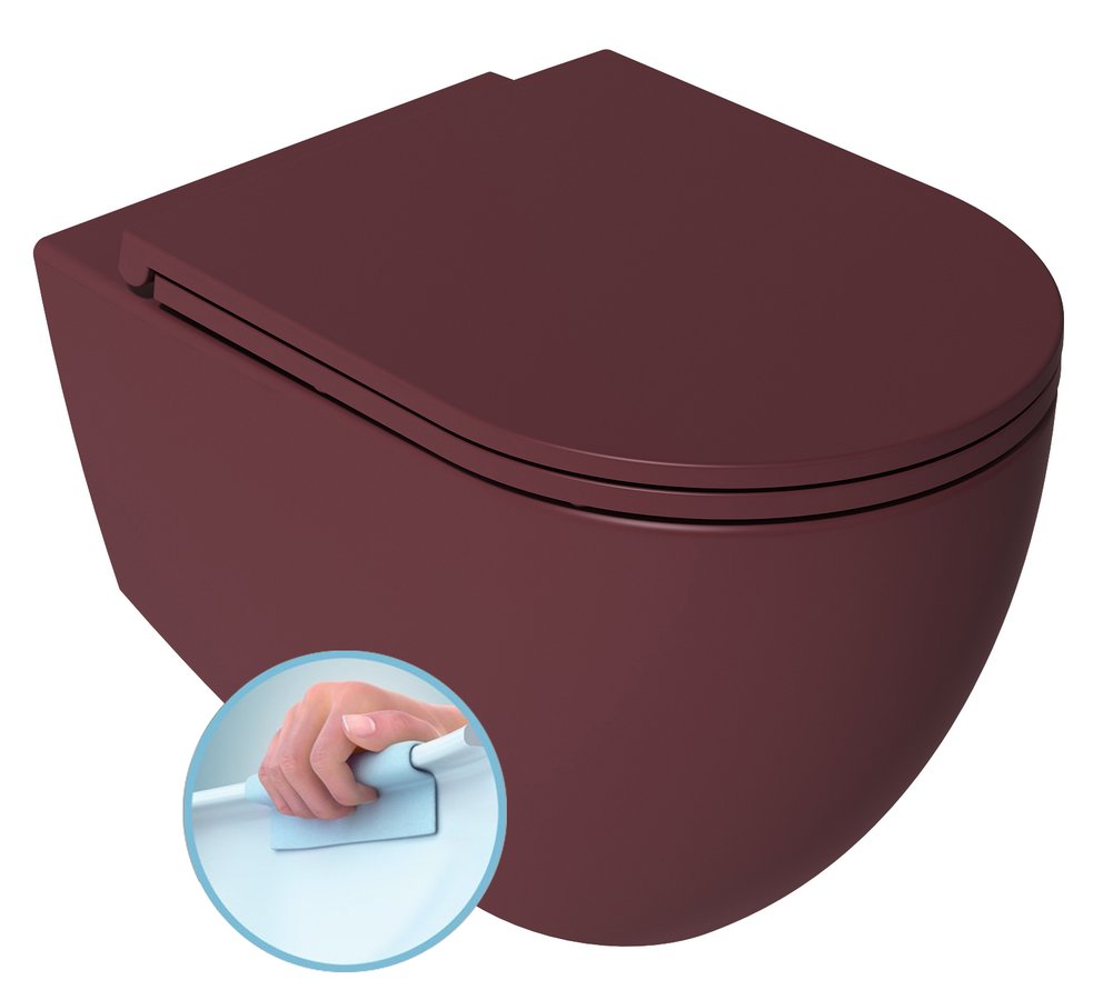 INFINITY závěsná WC mísa, Rimless, 36,5x53cm, maroon red 10NF02001-2R