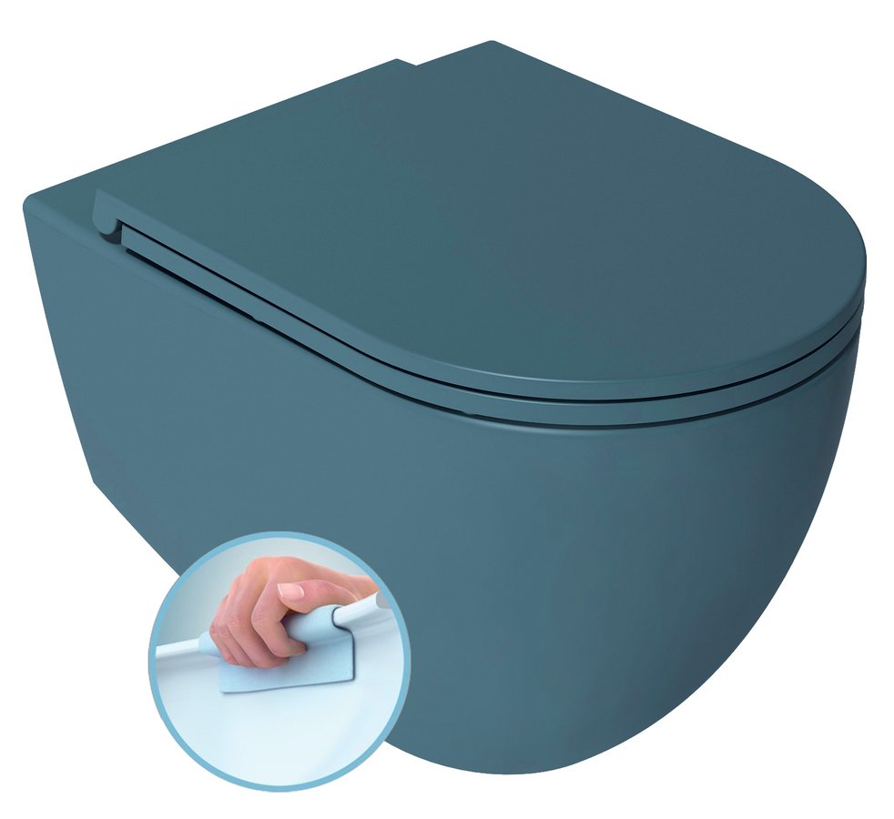 INFINITY závěsná WC mísa, Rimless, 36,5x53cm, zelená petrol 10NF02001-2P