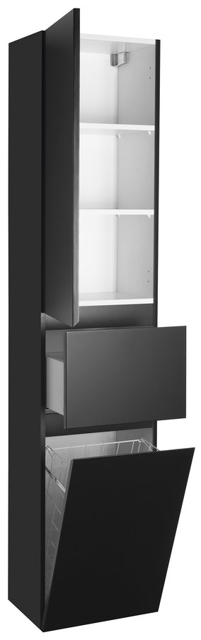 Aqualine ALTAIR vysoká skříňka s košem 40x184x31cm, černá mat, levá AI685L