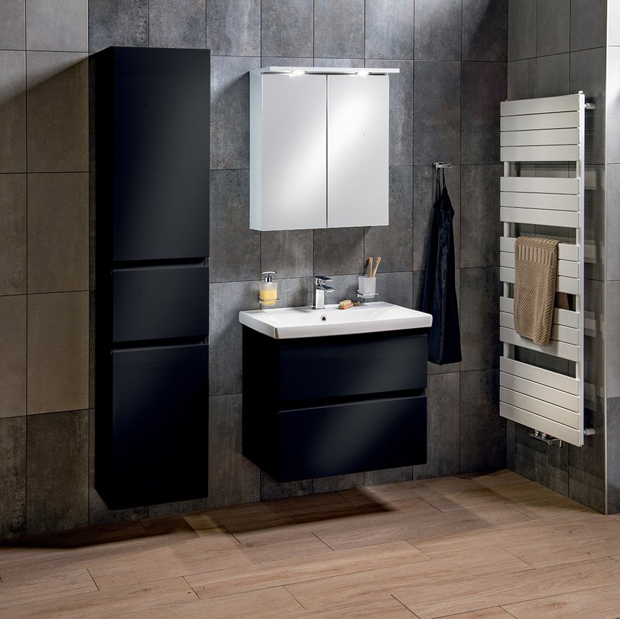 Aqualine ALTAIR vysoká skříňka s košem 40x184x31cm, černá mat, levá AI685L