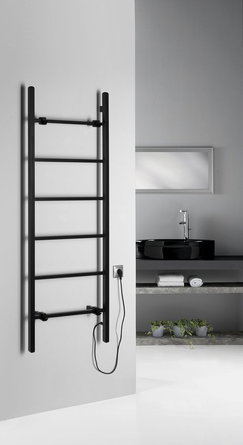 Sapho BARBO elektrický sušák ručníků, hranatý, 600x1600mm, 160 W, černá mat BB906