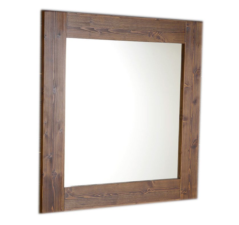 BRAND zrcadlo v dřevěném rámu 800x800mm, mořený smrk BA051S