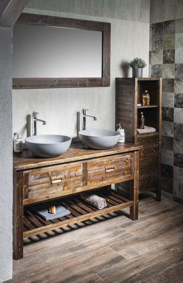 Sapho BRAND zrcadlo v dřevěném rámu 1300x700mm, mořený smrk BA061S
