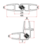 Photo: Satz 45° Magnet Dichtung für Glas 8/8mm, 2000mm