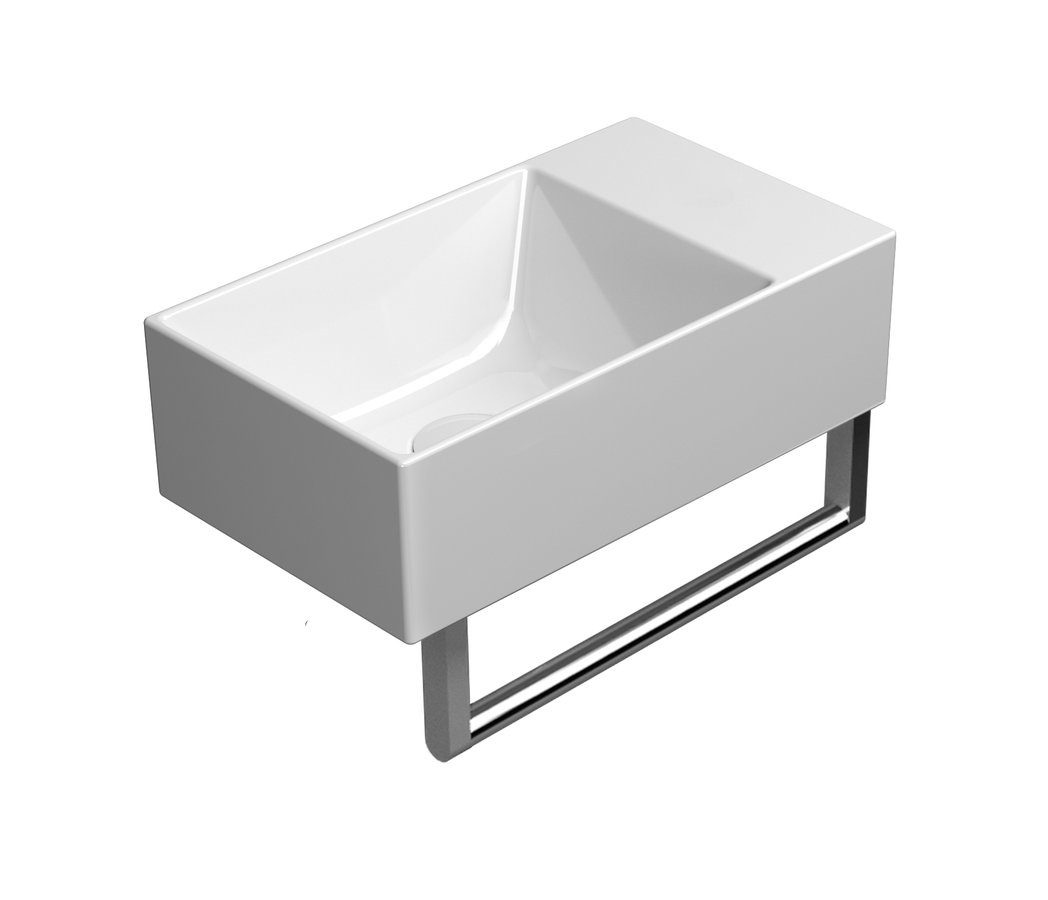 GSI KUBE X keramické umývátko 40x23cm, broušená spodní hrana, bez otvoru, pravé/levé, bílá ExtraGlaze 94849011