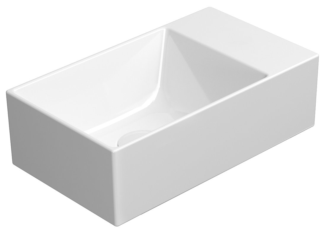 KUBE X keramické umývátko 40x23cm, broušená spodní hrana, bez otvoru, pravé/levé, bílá ExtraGlaze 94849011