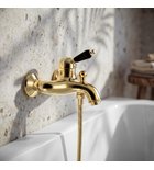 Photo: KIRKÉ BLACK nástěnná vanová baterie, černá páčka, zlato