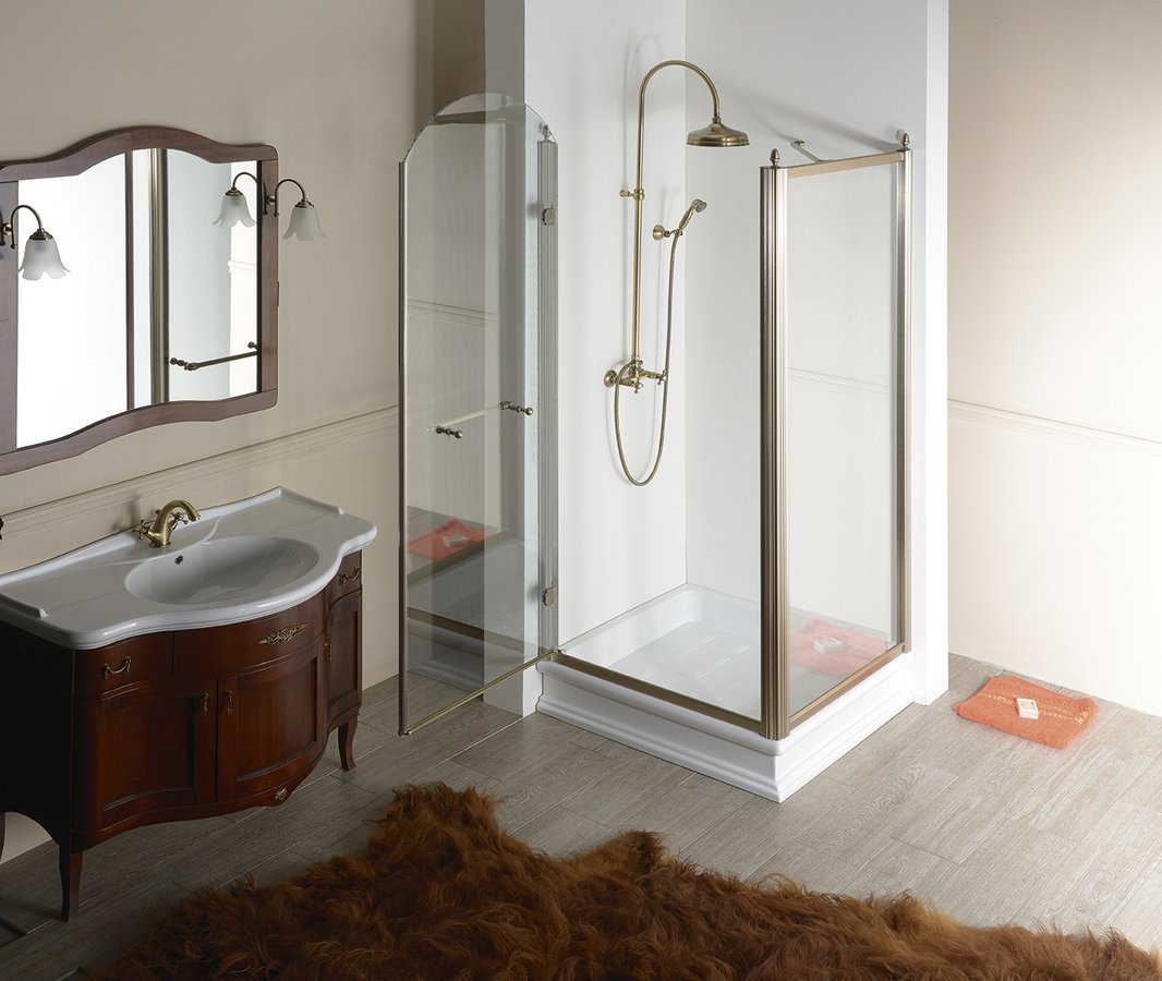 Gelco ANTIQUE sprchové dveře otočné, 800mm, levé, ČIRÉ sklo, bronz, světlý odstín GQ1280LCL
