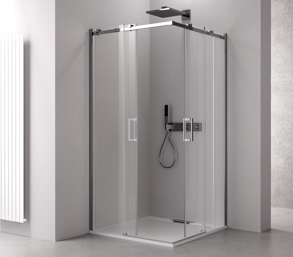 Polysan THRON SQUARE čtvercový sprchový kout 800x800mm, hranaté pojezdy, rohový vstup TL2880-5002