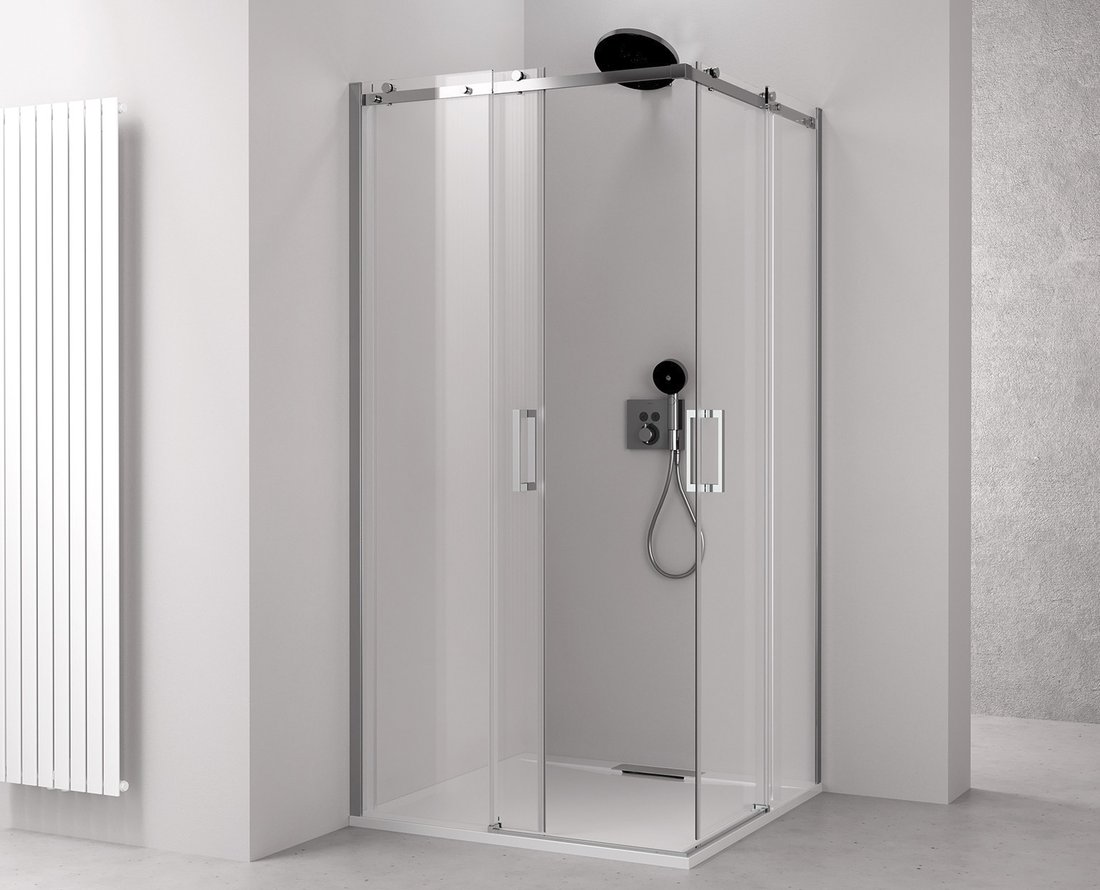 Polysan THRON ROUND obdélníkový sprchový kout 1100x900mm, kulaté pojezdy, rohový vstup TL2190-5005