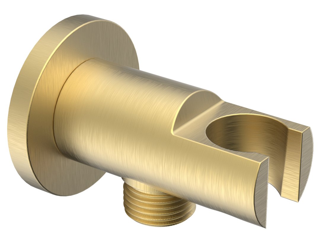 Držák sprchy kulatý středový, pevný, s vyústěním, zlato mat 1205-09GB