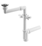 Photo: Space-saving sink trap, 2 appliance spigots, stainless steel outlet with stopper, 6/4“, DN40, white