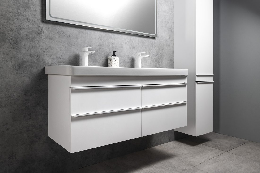 Sapho SITIA dvojumyvadlová skříňka 116x50x44,2cm, 4xzásuvka, bílá mat SI120-3131