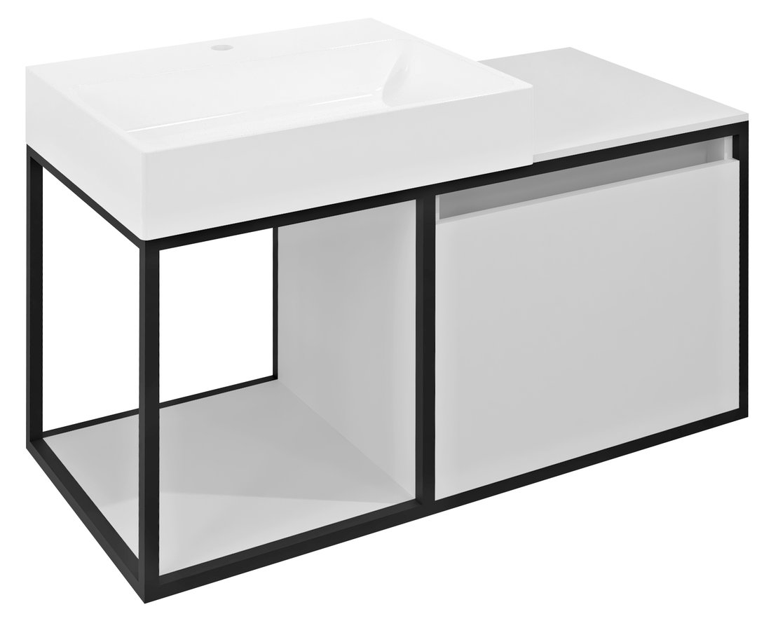 SKARA umyvadlová skříňka 100x49,5x46,5cm, černá mat/bílá mat CG004-3131