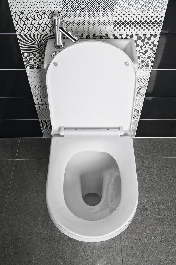 Aqualine HYGIE WC kombi s umývátkem, zadní/spodní odpad, bílá PB104W