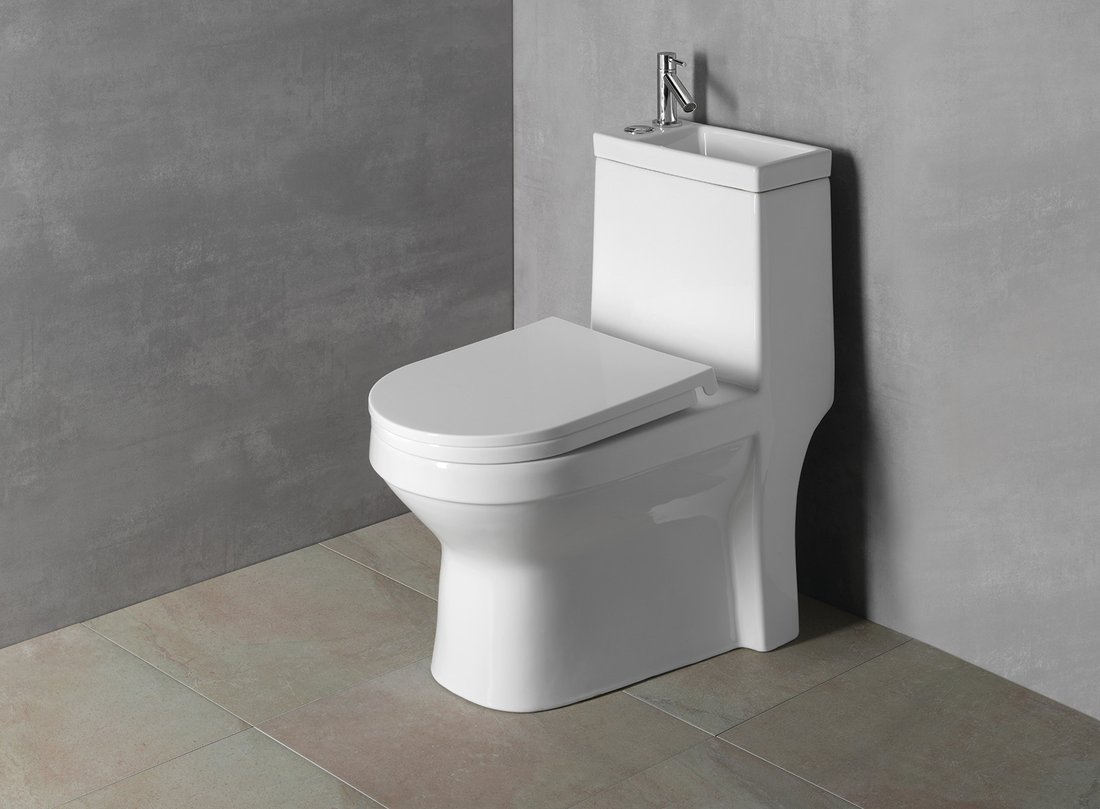 Aqualine HYGIE WC kombi s umývátkem, zadní/spodní odpad, bílá PB104W