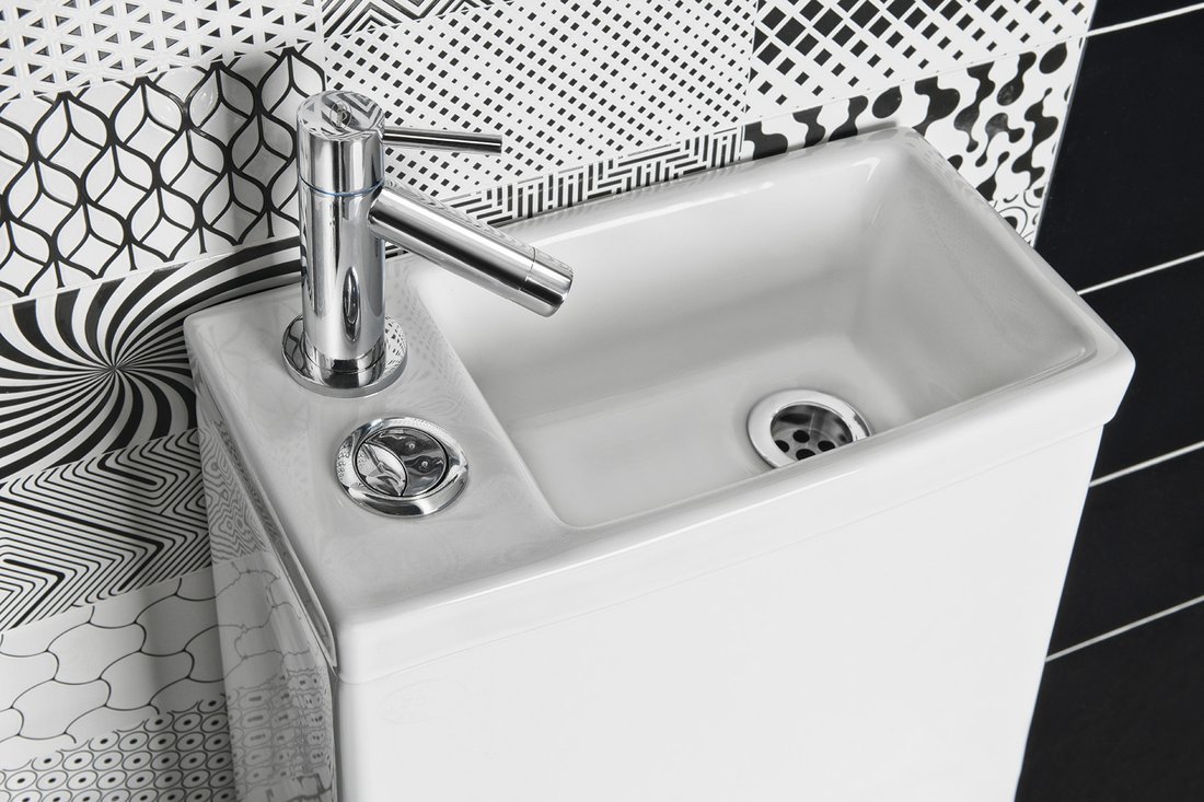Aqualine HYGIE WC kombi s umývátkem, zadní/spodní odpad, bílá PB104W