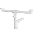 Photo: Sink Trap with Spigot Washing Machine Connection 6/4“, for Double Sinks, DN50, white