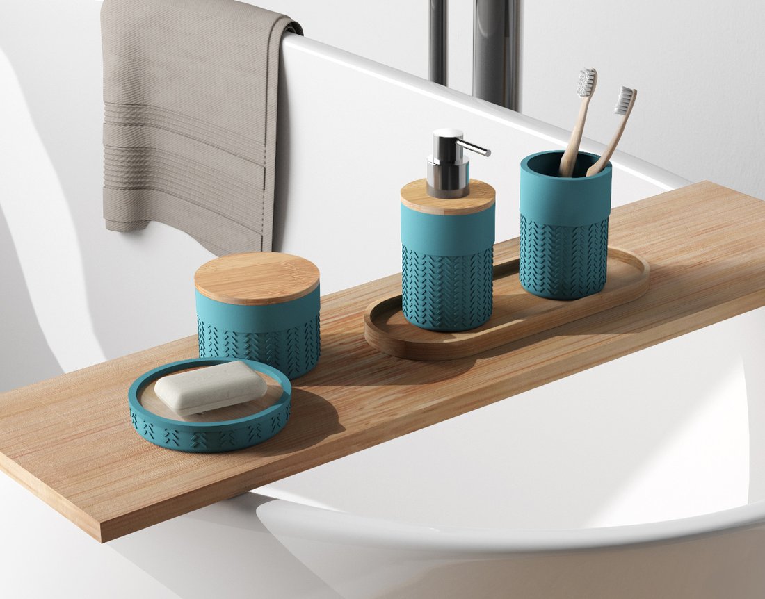 Gedy THEA mýdlenka na postavení, zelená/bambus TH1147