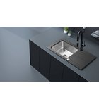 Photo: PARGA Küchenspüle mit Abtropffläche 78x44cm, Granit-Edelstahl, schwarz