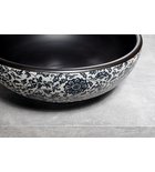 Photo: PRIORI counter top ceramic washbasin Ø 41cm, black with blue pattern