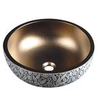 Photo: PRIORI counter top ceramic washbasin Ø 41 cm, copper/blue with pattern