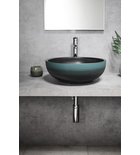 Photo: PRIORI counter top ceramic washbasin Ø 41cm, black/green