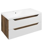 Photo: WAVE Unterschrank 89,7x45x47,8cm,links, weiß/Eiche collingwood