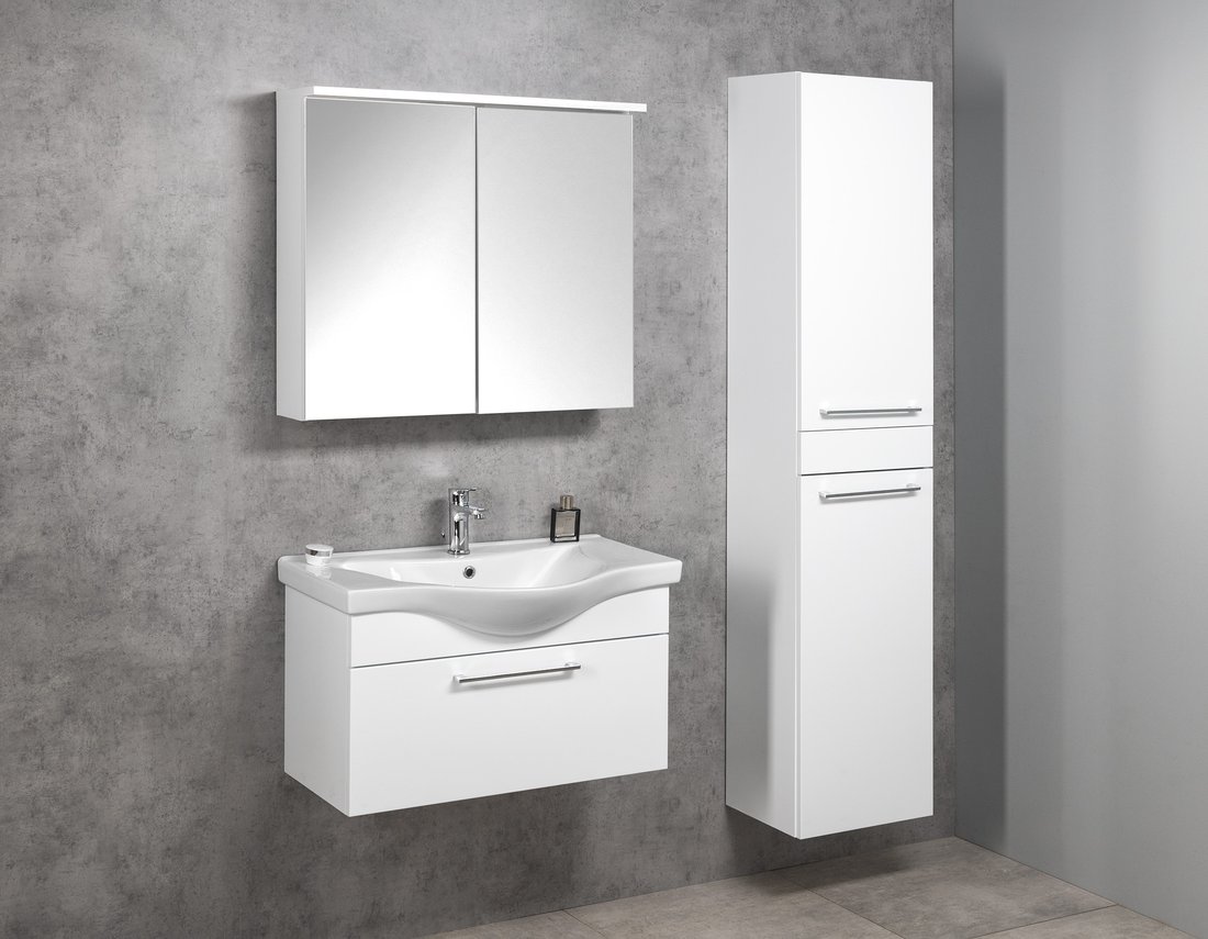 Aqualine KAWA STRIP galerka s LED osvětlením 80x70x22cm, bílá WGL80S