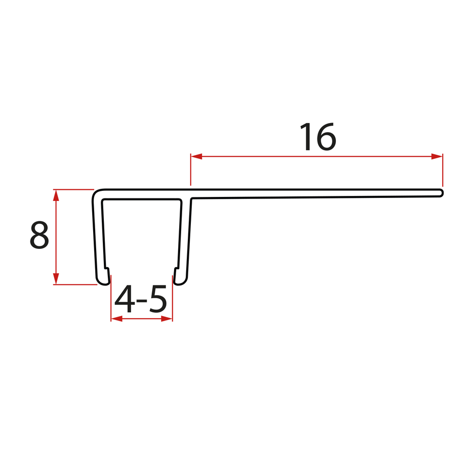 Set svislých těsnění pro sklo 5/5mm, 1850mm NDHLFS-2