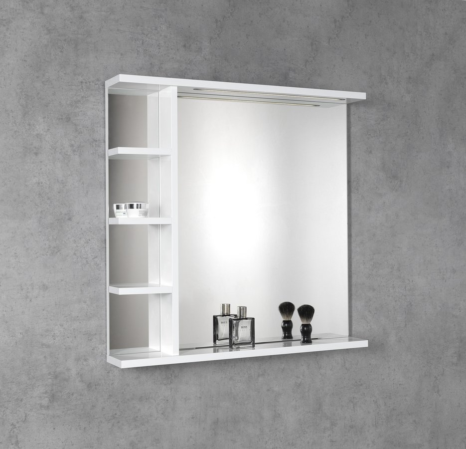 Aqualine KORIN STRIP zrcadlo s LED osvětlením a policemi 80x70x12cm KO350S