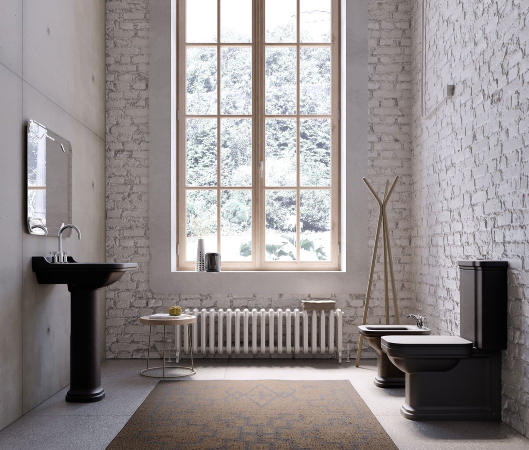 Kerasan WALDORF WC kombi mísa 40x68cm, spodní/zadní odpad, černá mat 411731